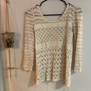 Crochet cream sweater